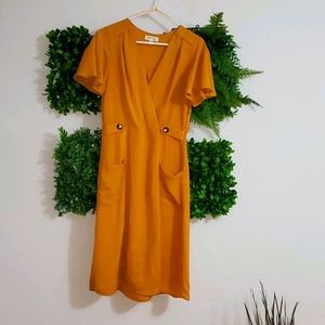 Long casual mustard yellow dress